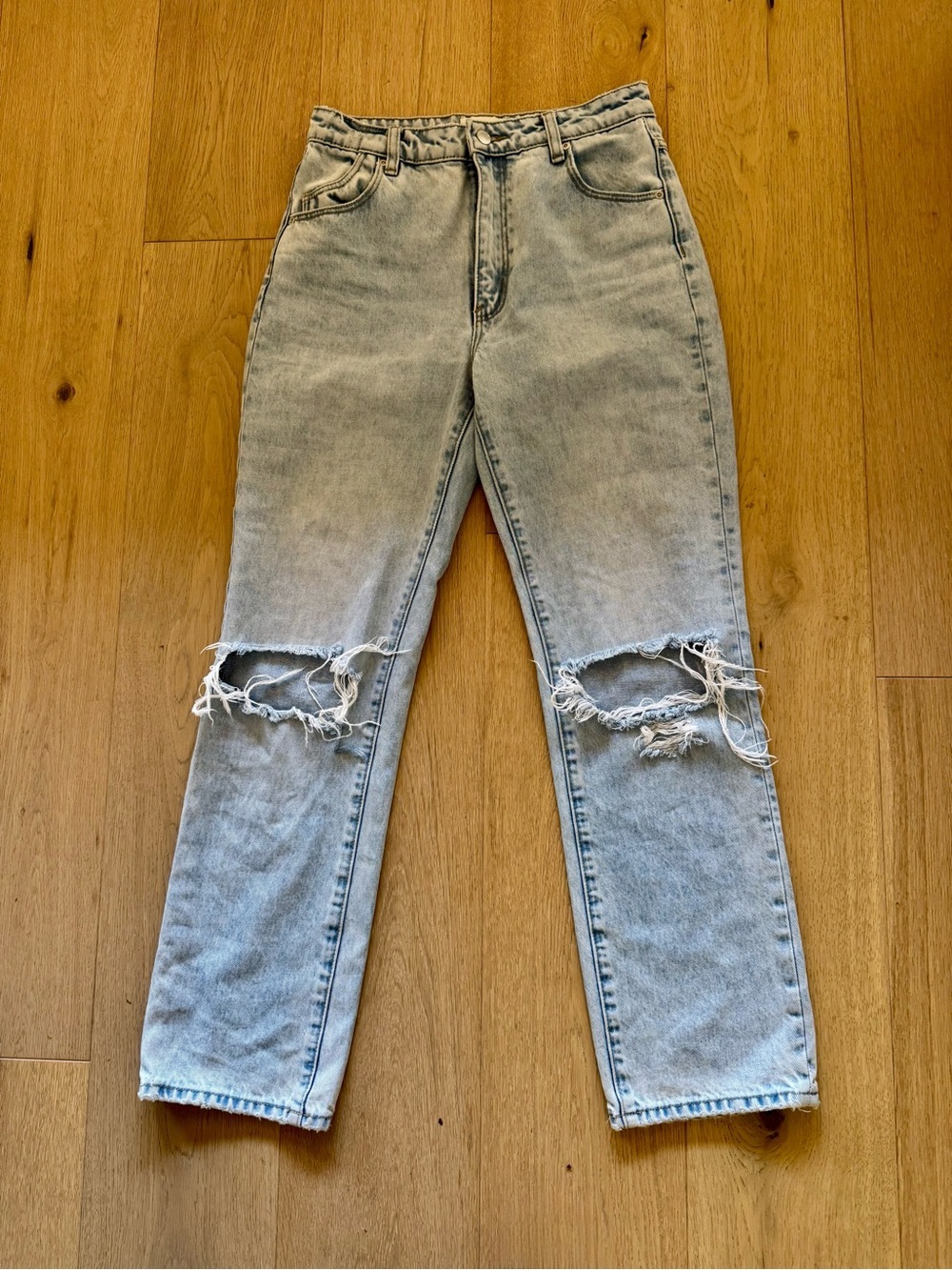 ROLLA'S Original High-Rise Light Blue Distressed Straight Jeans - Picture 3 of 7